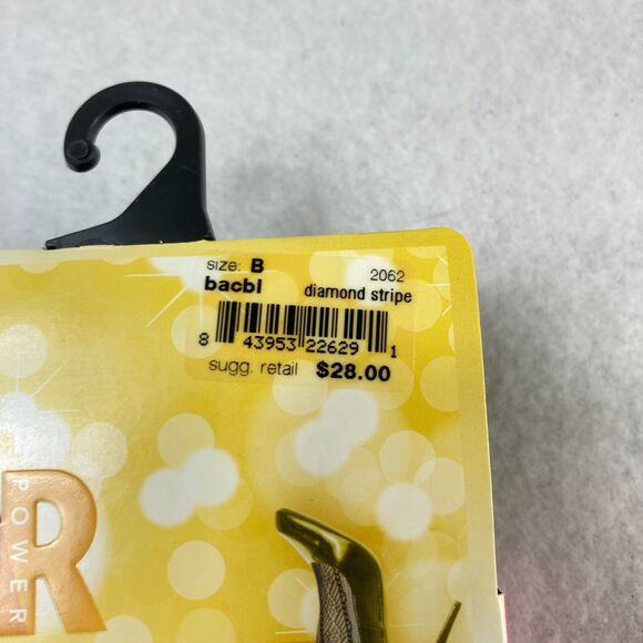 Star‎ Power By Spanx Women Size B Shaping Tights Black Open Weave Diamond Stripe - Picture 2 of 7